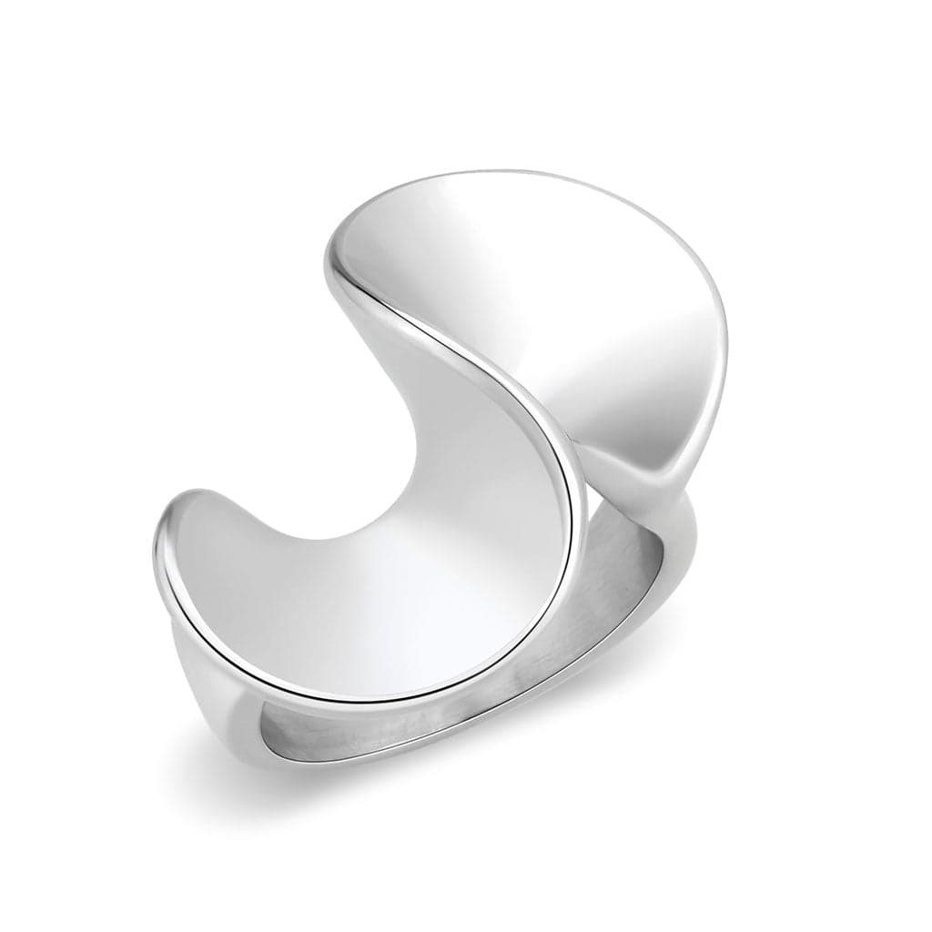 Stainless Steel Polished Swoosh Wave Abstract Wide Band Ring