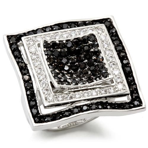 Brass Black CZ Square Ring