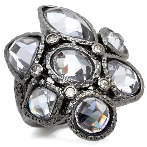 Brass Crystal Faceted Flower Ring