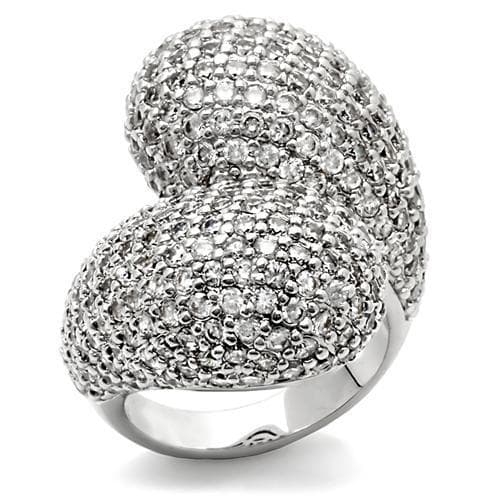 Brass CZ Pavé Abstract Swirl Dome Ring