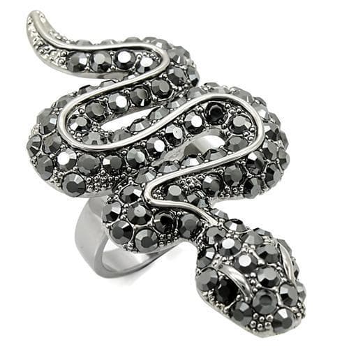 Brass Black Crystal Snake Ring