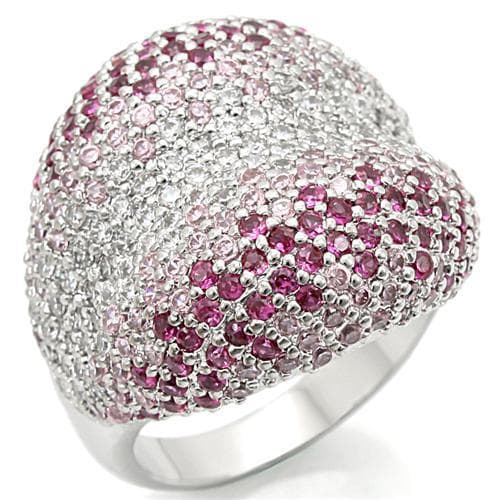 Brass Pink White CZ Pavé Dome Ring