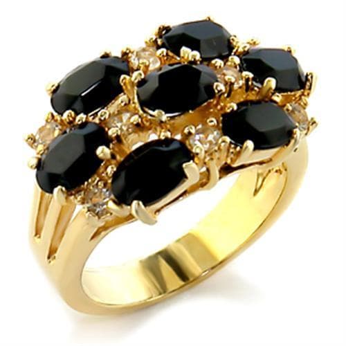Brass Black Onyx Cluster Cocktail Ring