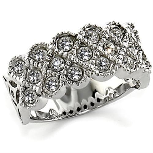 Brass CZ Bezel Scallop Band Ring