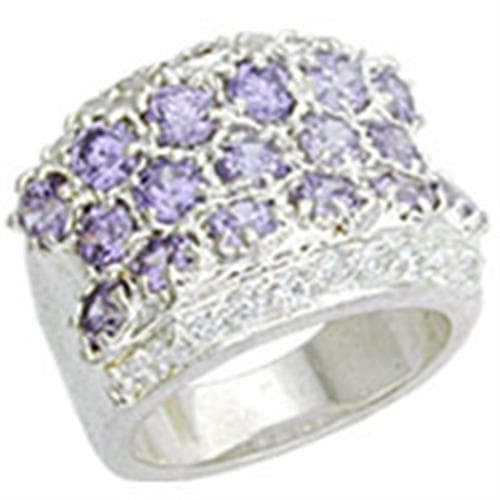 Sterling Silver Lavender CZ Wide Band Ring