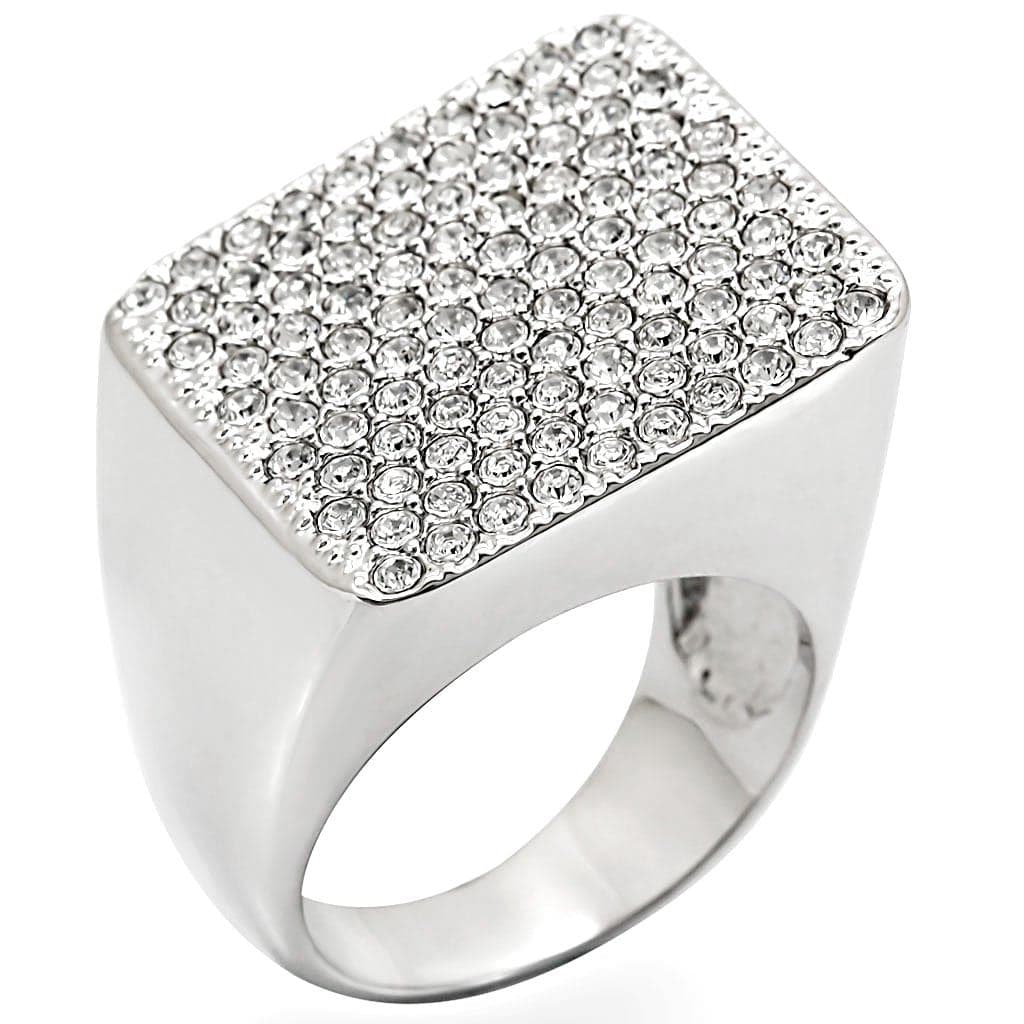 Brass Square Pavé Cushion Ring