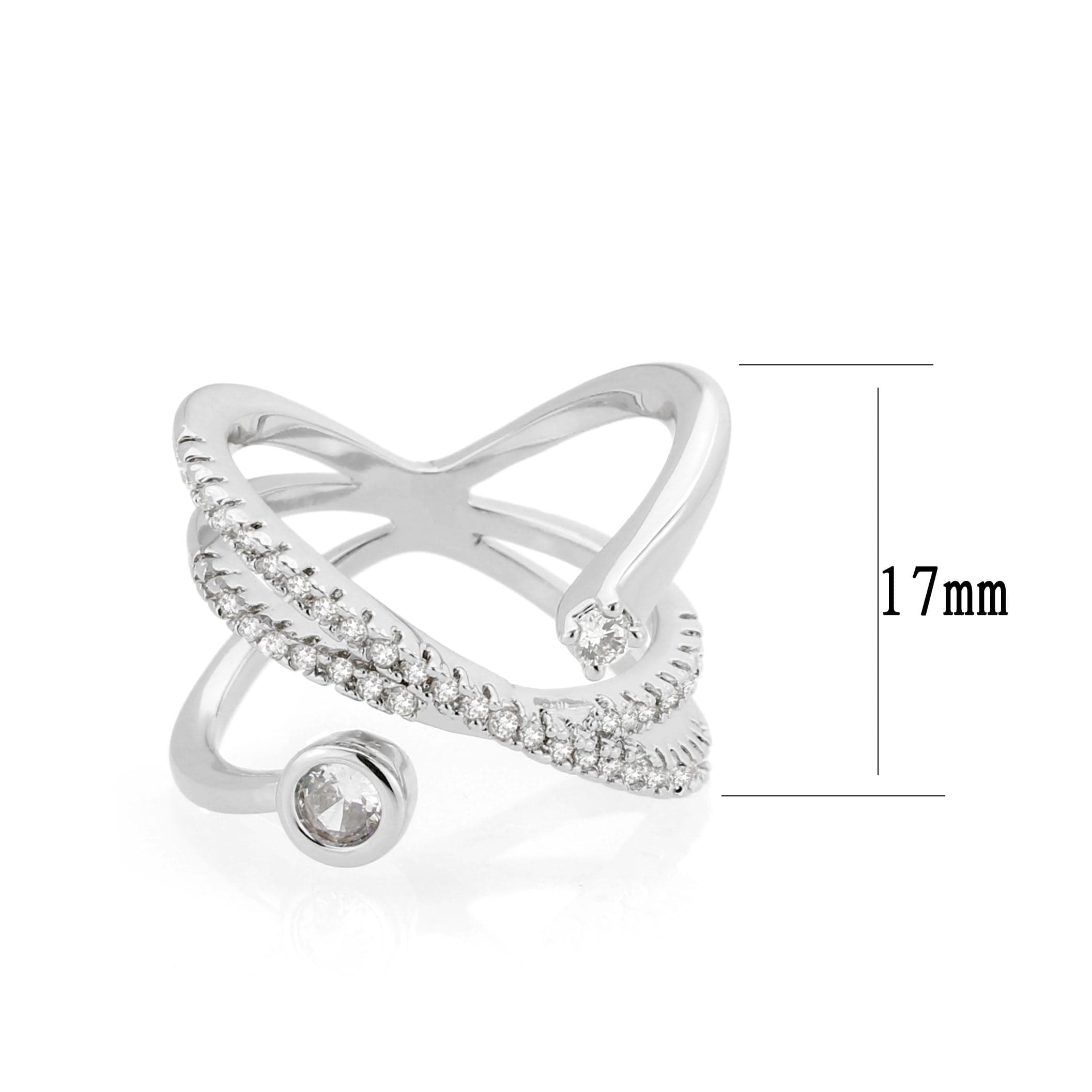 Brass CZ Pave Criss-Cross Bezel Ring