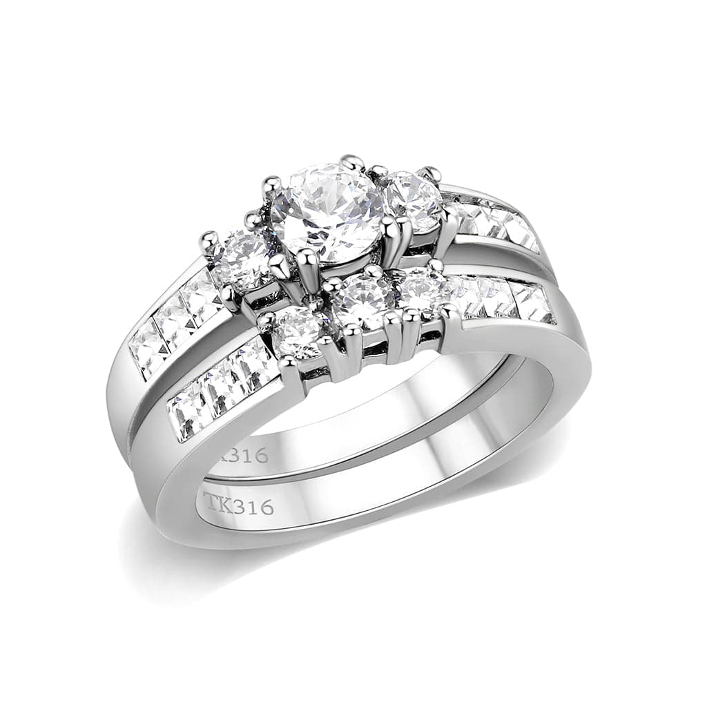 Brass Aquamarine Rhodium Ring