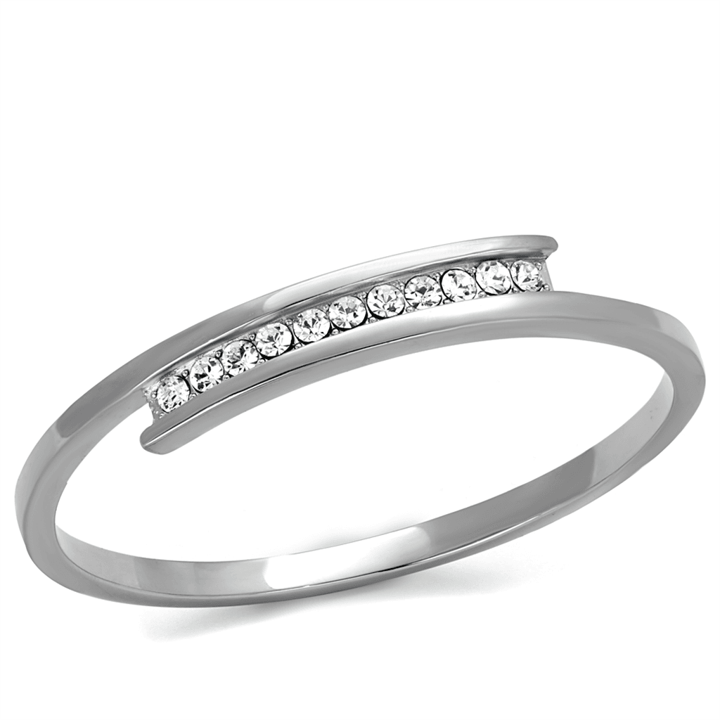 Stainless Steel Slim CZ Channel Cuff Bracelet