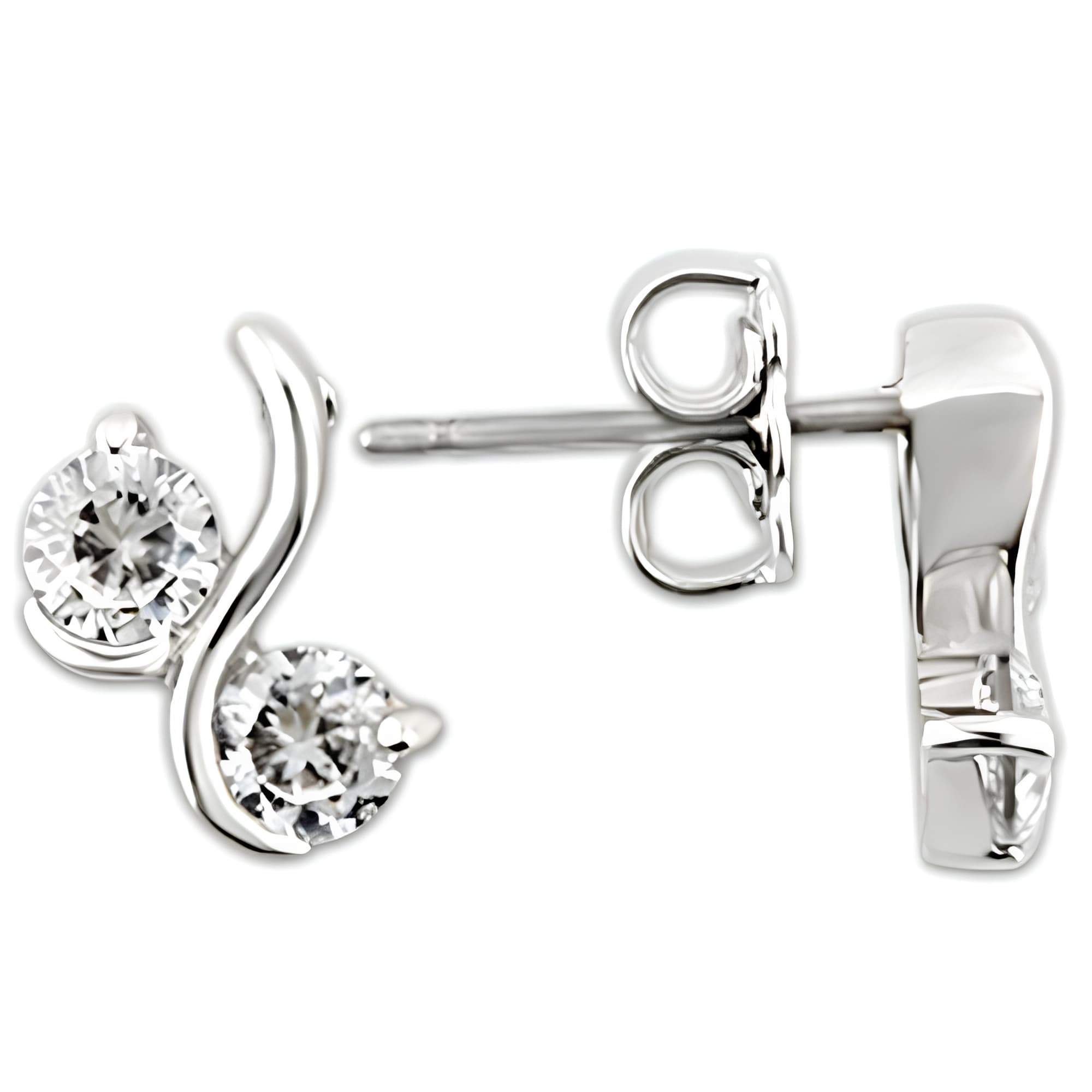 Sterling Silver Emerald Baguette Stud Earrings