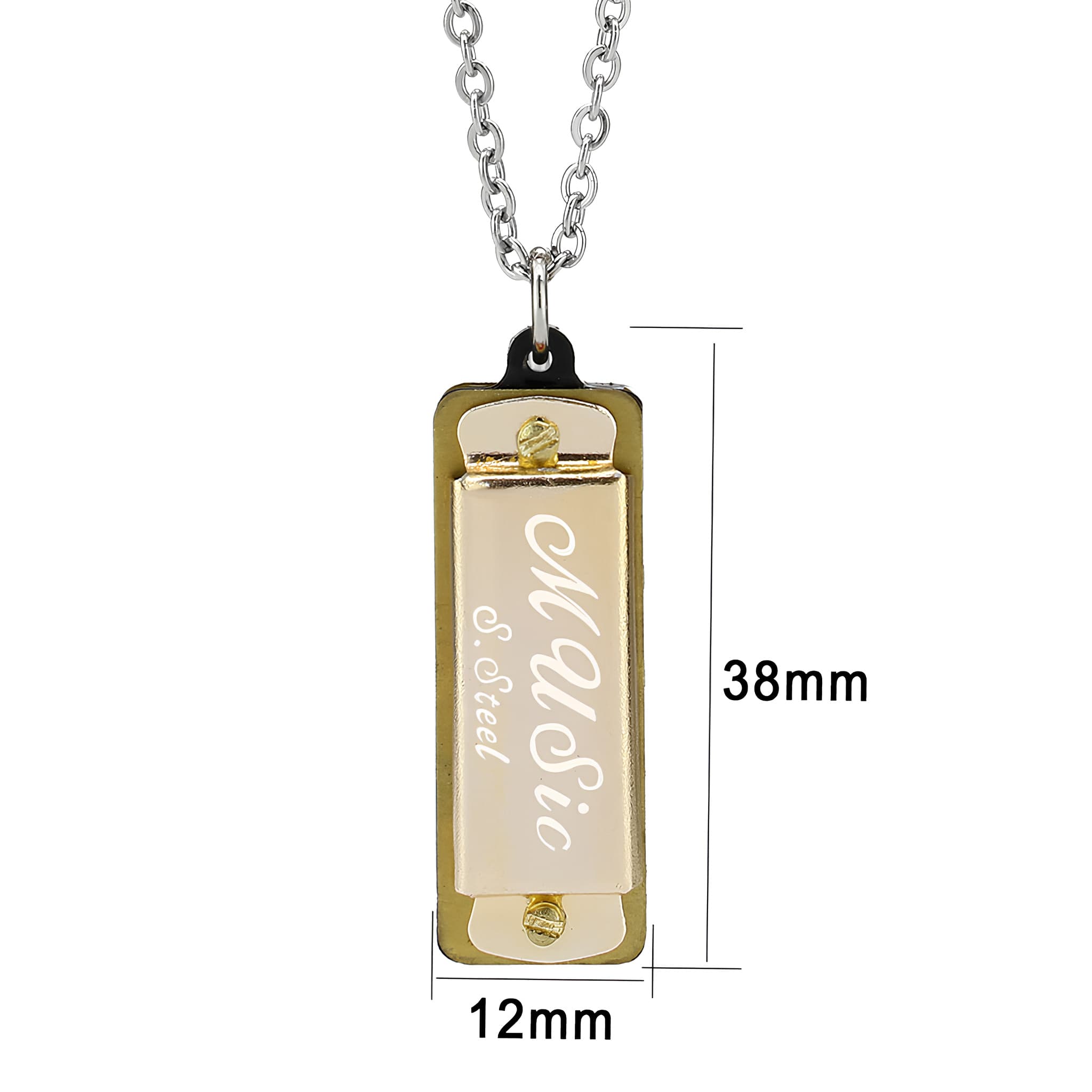 Stainless Steel Silver Music Harmonica Novelty Pendant