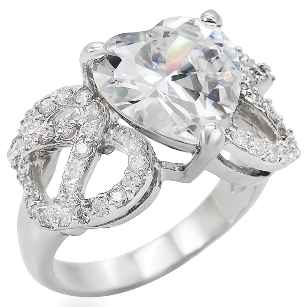 Brass CZ Oval Twist Halo Cocktail Ring | The Stainless Jewelry