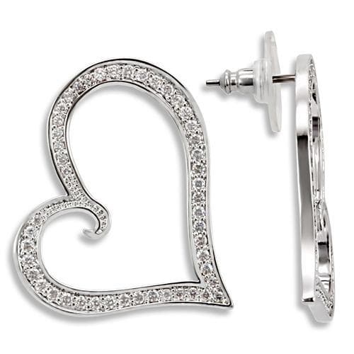 Brass CZ Open Heart Stud Earrings | The Stainless Jewelry