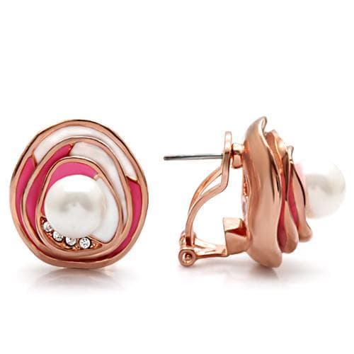 Brass Rose Gold Pearl Swirl Stud Earrings | The Stainless Jewelry