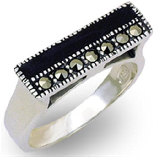 Sterling Silver Marcasite Onyx Ring | The Stainless Jewelry