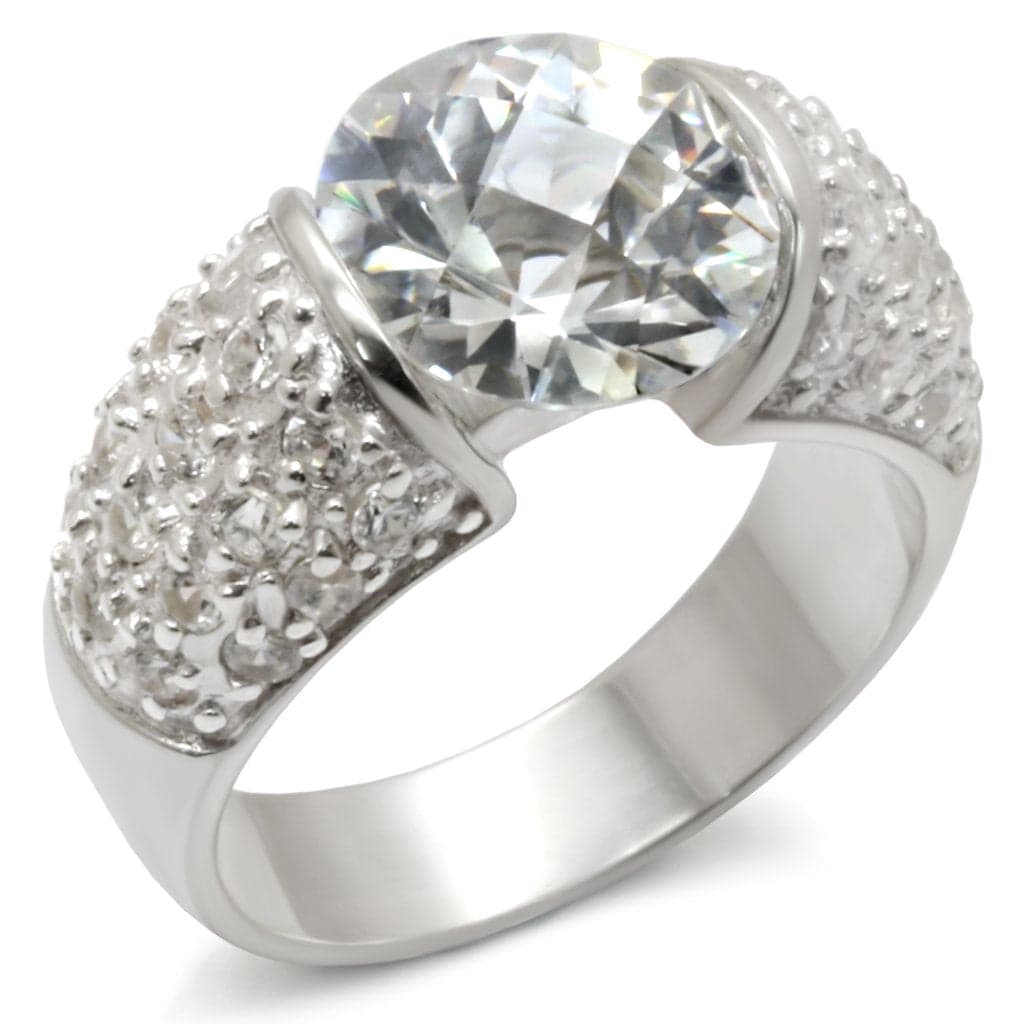 Sterling Silver CZ Round Pavé Cocktail Ring