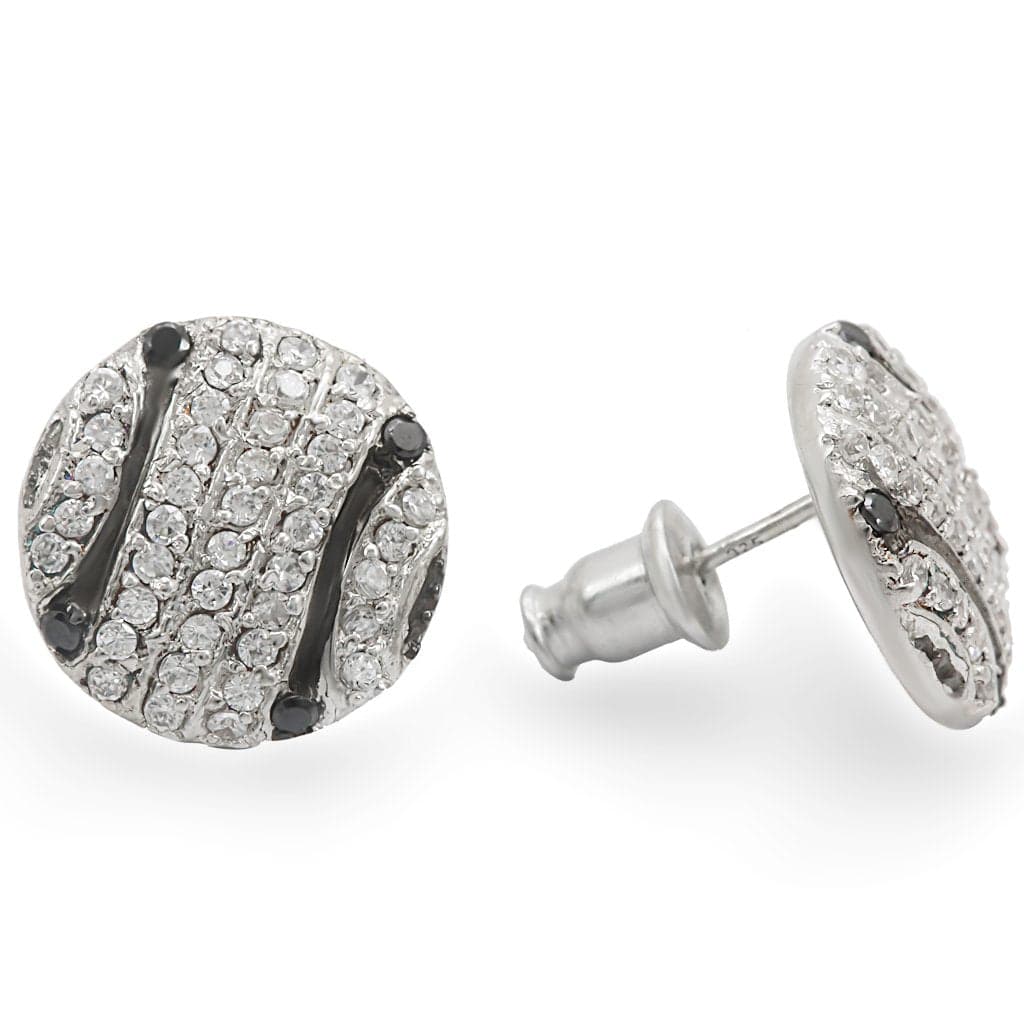 Sterling Silver CZ Pavé Disc Stud Earrings