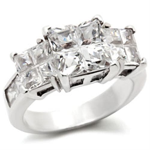Sterling Silver CZ Princess Three-Stone Ring