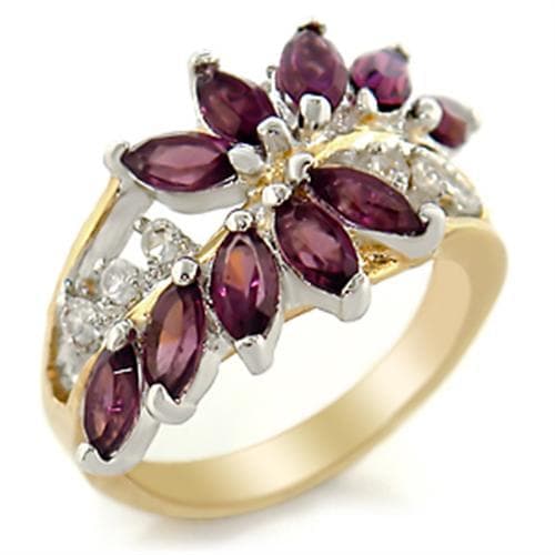 Brass Purple CZ Marquise Flower Ring | The Stainless Jewelry