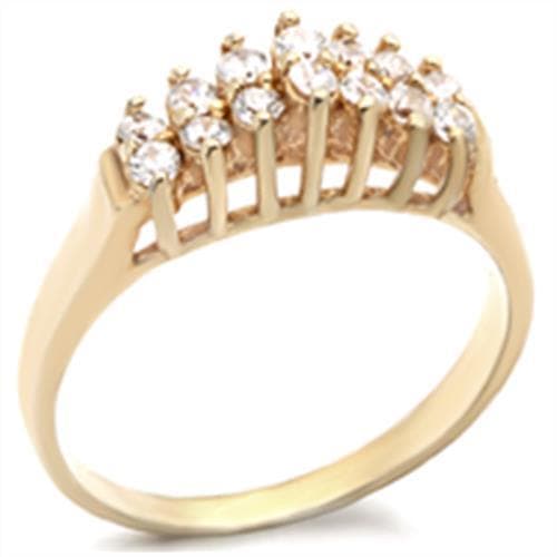 Brass Rose Gold CZ Five-Stone Graduated Ring