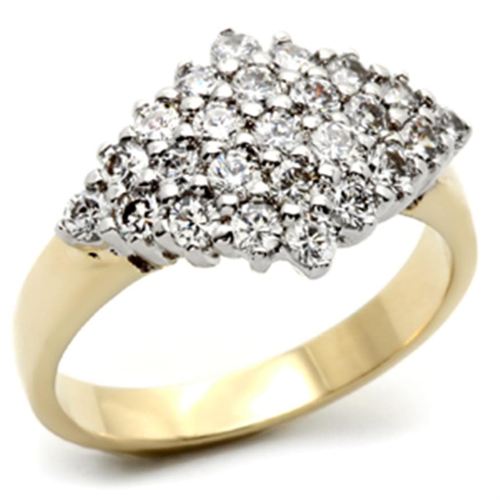 Brass Gold CZ Cluster Diamond Shape Ring | The Stainless Jewelry