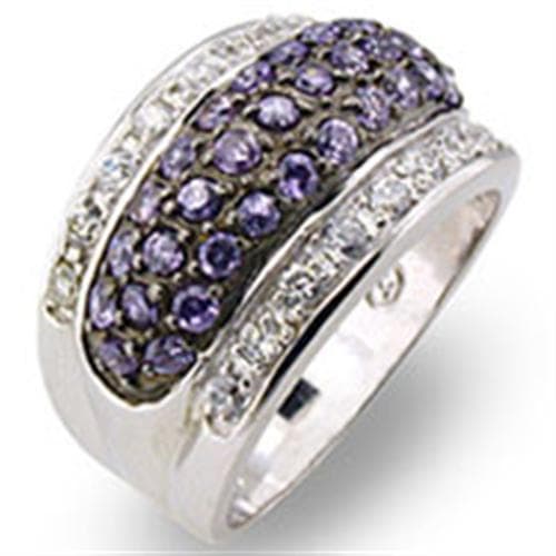 Sterling Silver Tanzanite CZ Multi-Row Band Ring