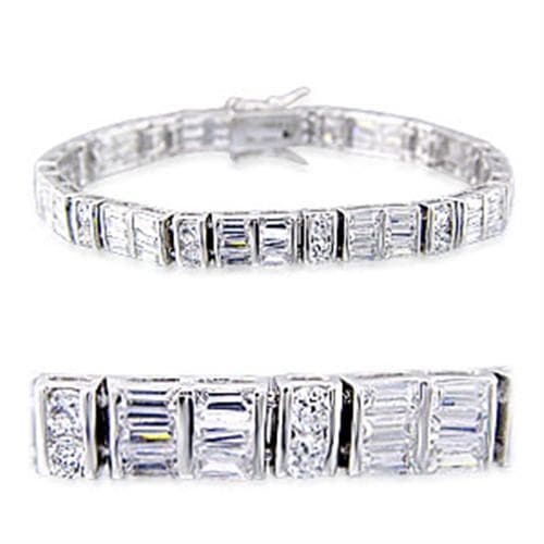 Brass CZ Baguette Round Channel Bracelet | The Stainless Jewelry