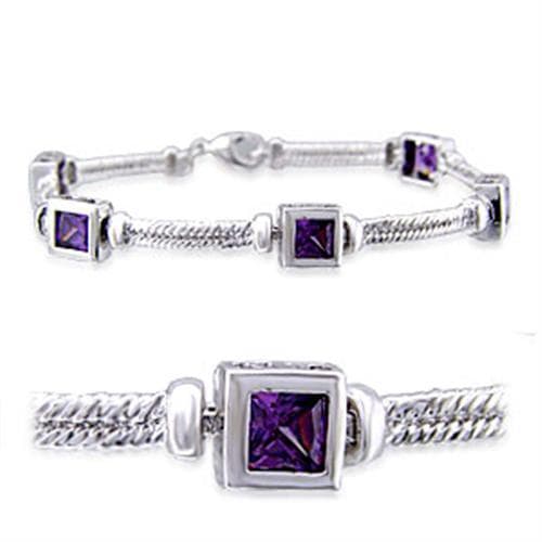 Brass Amethyst CZ Cable Twist Bracelet | The Stainless Jewelry