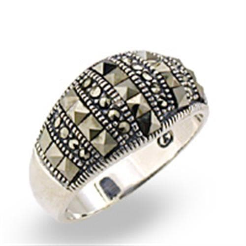Sterling Silver Marcasite Dome Band Ring | The Stainless Jewelry