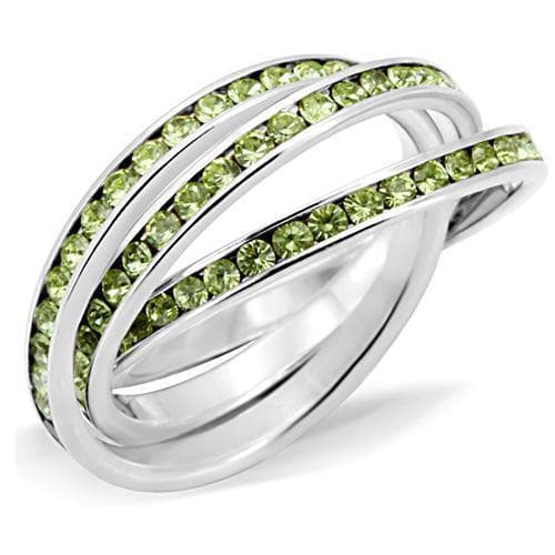 Sterling Silver Peridot Crystal Triple Rolling Ring