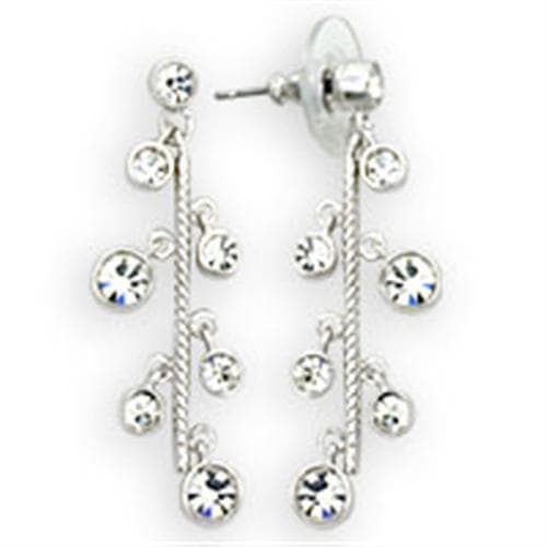 Sterling Silver CZ Bezel Drop Bar Dangle Earrings