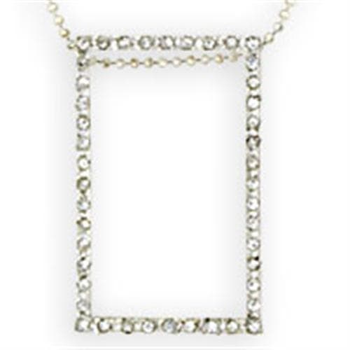 Sterling Silver CZ Open Rectangle Pendant | The Stainless Jewelry