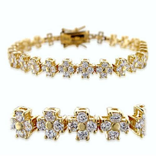 Brass CZ Flower Cluster Bracelet | The Stainless Jewelry