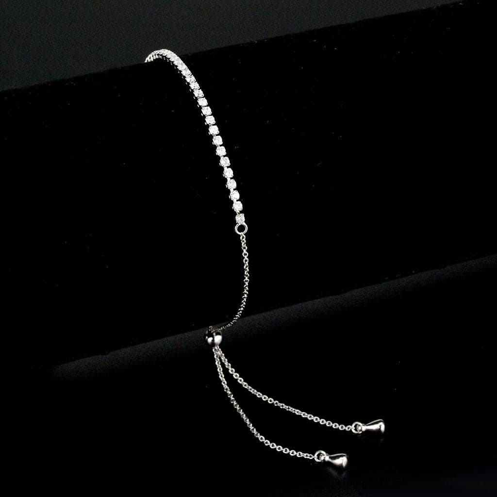 Brass CZ Tennis Adjustable Slider Bracelet