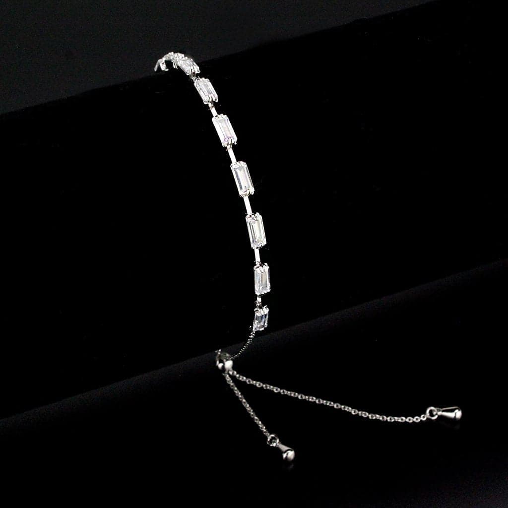 Brass CZ Baguette Bar Link Bolo Bracelet | The Stainless Jewelry
