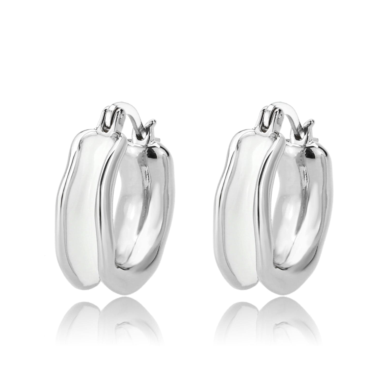Brass Polished Wide Chunky Hoop Earrings | The Stainless Jewelry