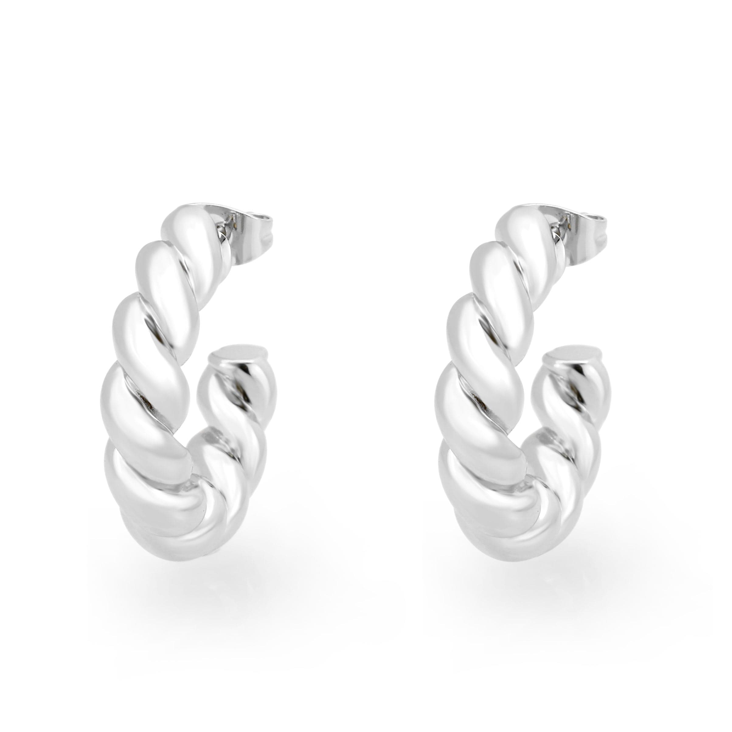 Brass Twisted Croissant Hoop Earrings | The Stainless Jewelry