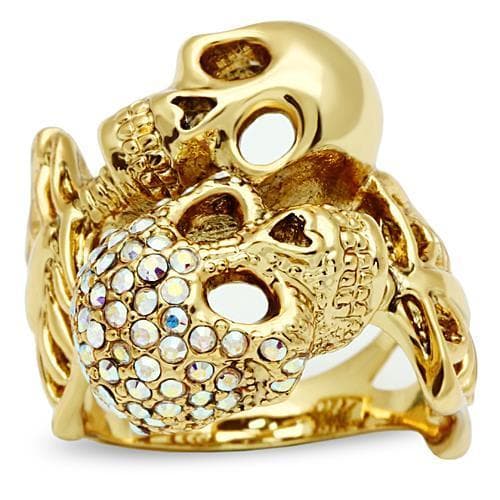 Brass Gold Filigree Skull CZ Ring | The Stainless Jewelry