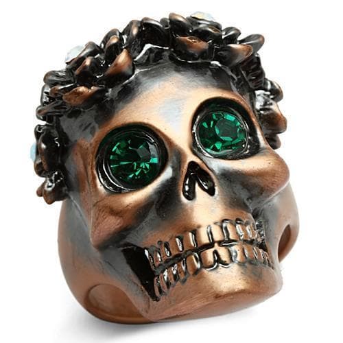 Brass Emerald Eye Skull Ring | The Stainless Jewelry