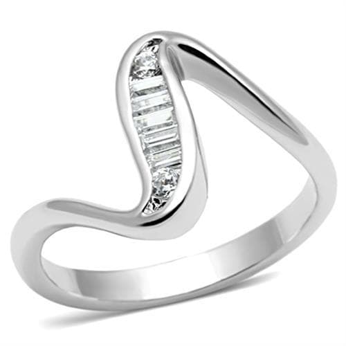 Brass CZ Baguette Wave Bypass Ring | The Stainless Jewelry