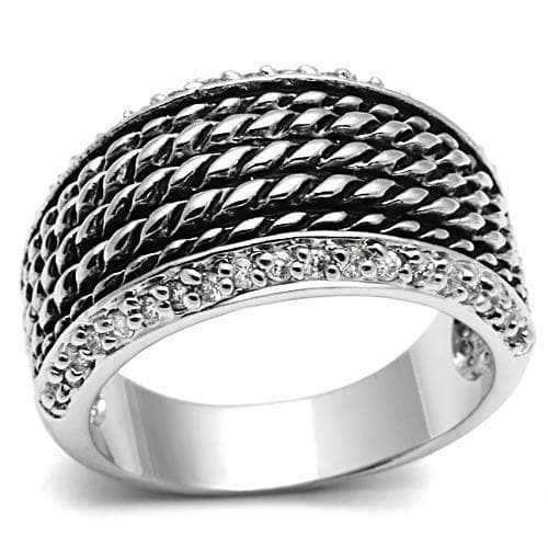 Brass Woven Mesh CZ Border Band Ring | The Stainless Jewelry
