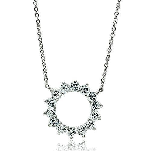 Brass CZ Sunburst Circle Pendant Necklace | The Stainless Jewelry