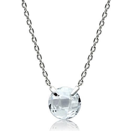 Brass Crystal Round Solitaire Pendant Necklace