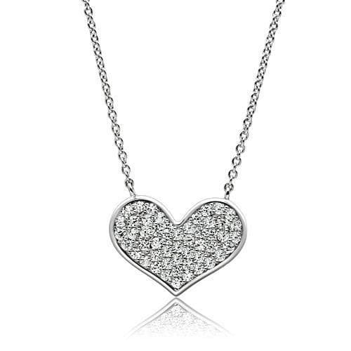 Brass CZ Pavé Heart Pendant Necklace | The Stainless Jewelry