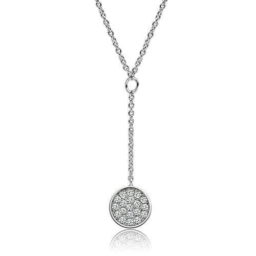Brass CZ Disc Drop Pendant Necklace | The Stainless Jewelry