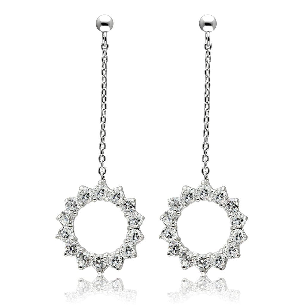 Brass CZ Starburst Circle Dangle Earrings | The Stainless Jewelry