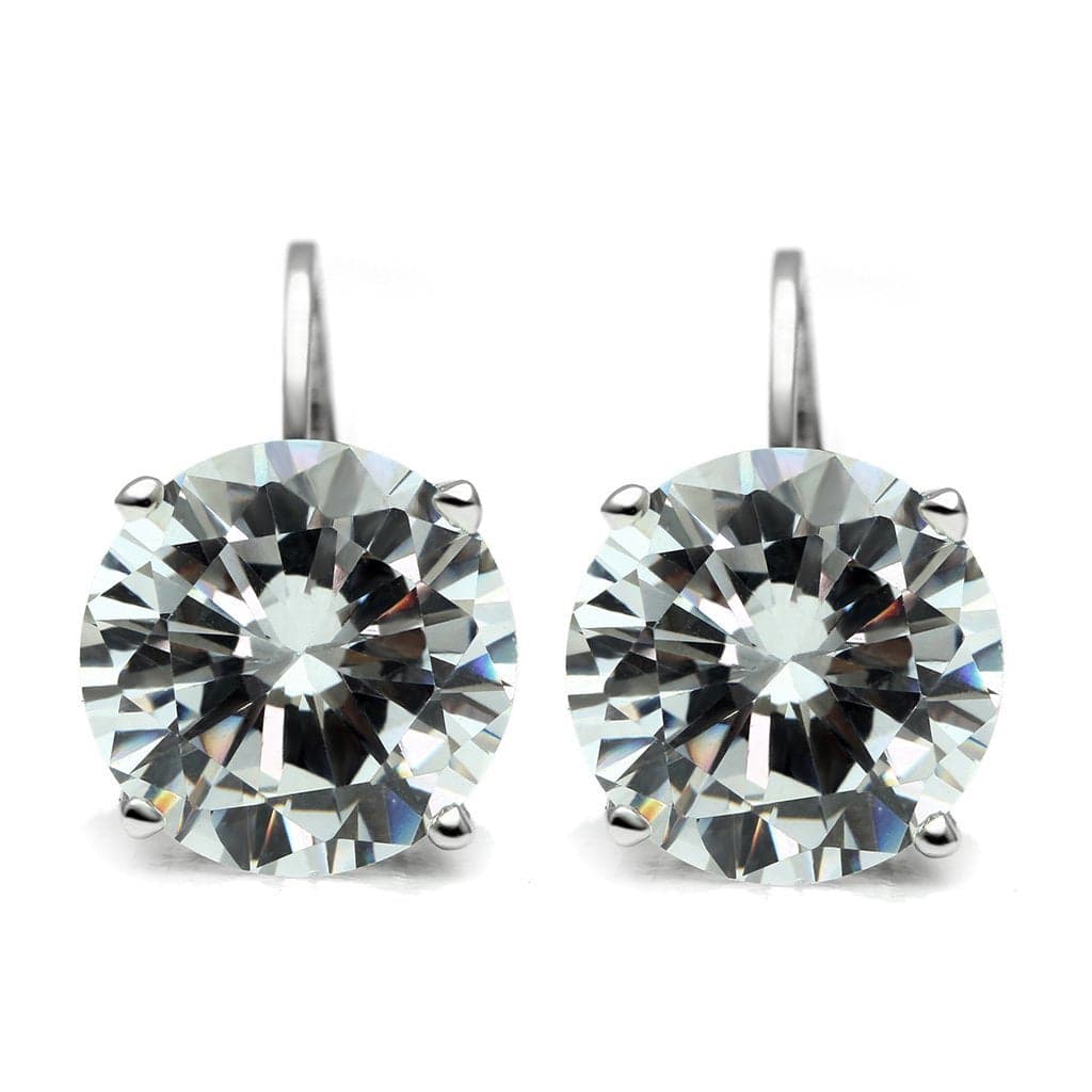 Brass CZ Round Solitaire Stud Earrings 3W090