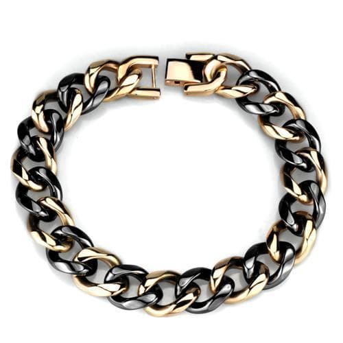 Stainless Steel Black Gold Two-Tone Curb Link Bracelet