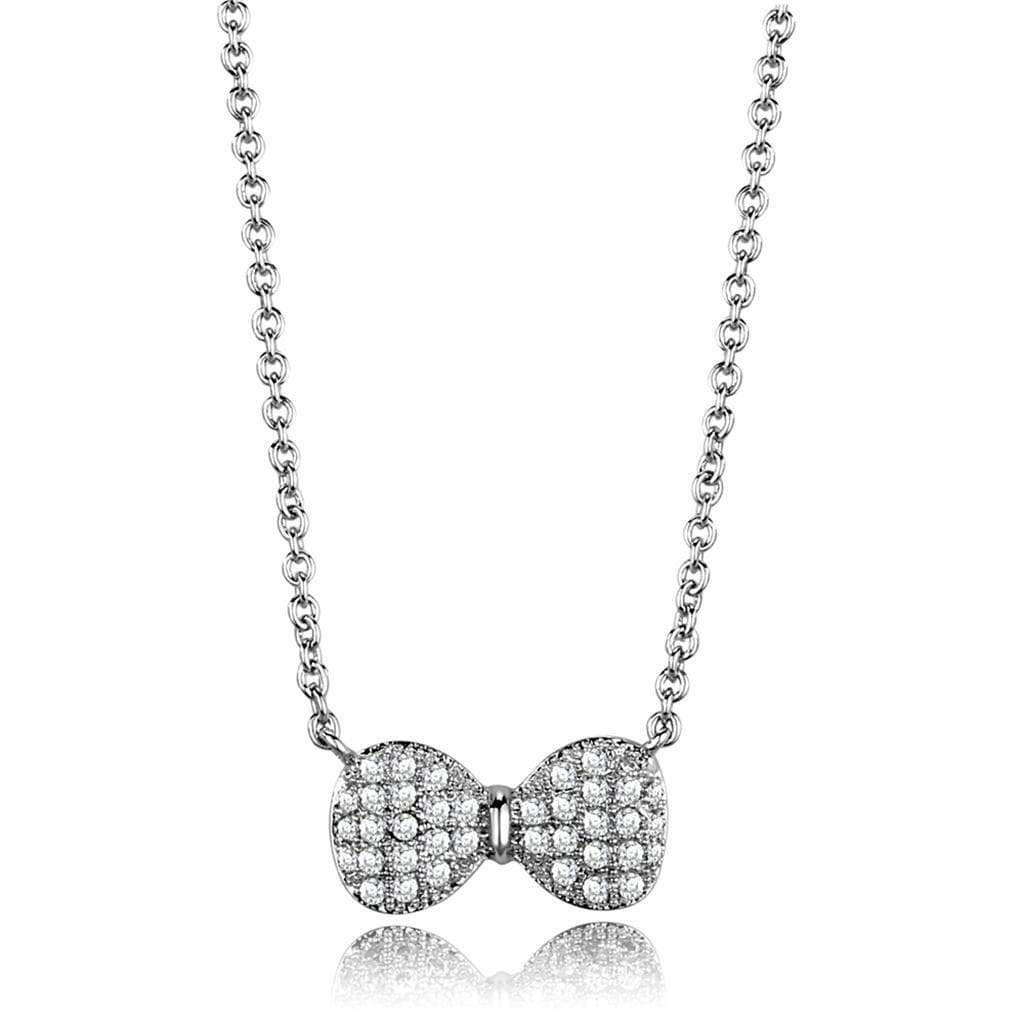 Brass CZ Pavé Bow Ribbon Pendant | The Stainless Jewelry