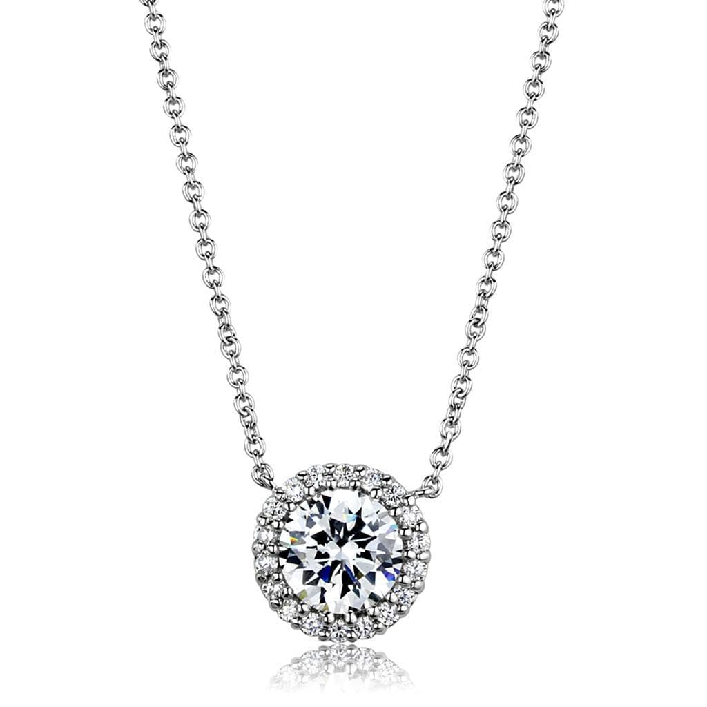 Brass CZ Round Halo Pendant | The Stainless Jewelry